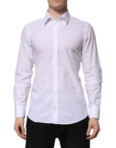 Dolce & Gabbana White Cotton GOLD Long Sleeves Dress Shirt