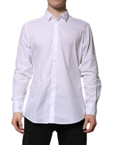 Dolce & Gabbana White Cotton Long Sleeves Dress Formal Shirt