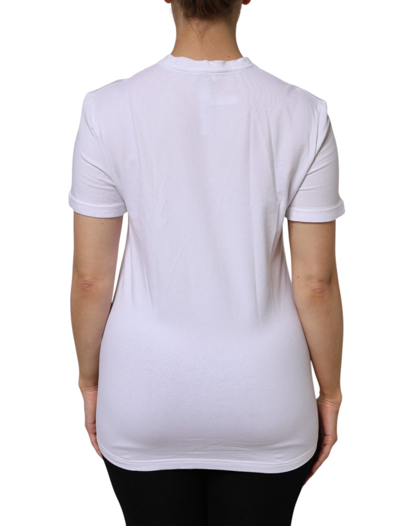 Dolce & Gabbana Vit bomulls-t-shirt med korta ärmar och v-ringning