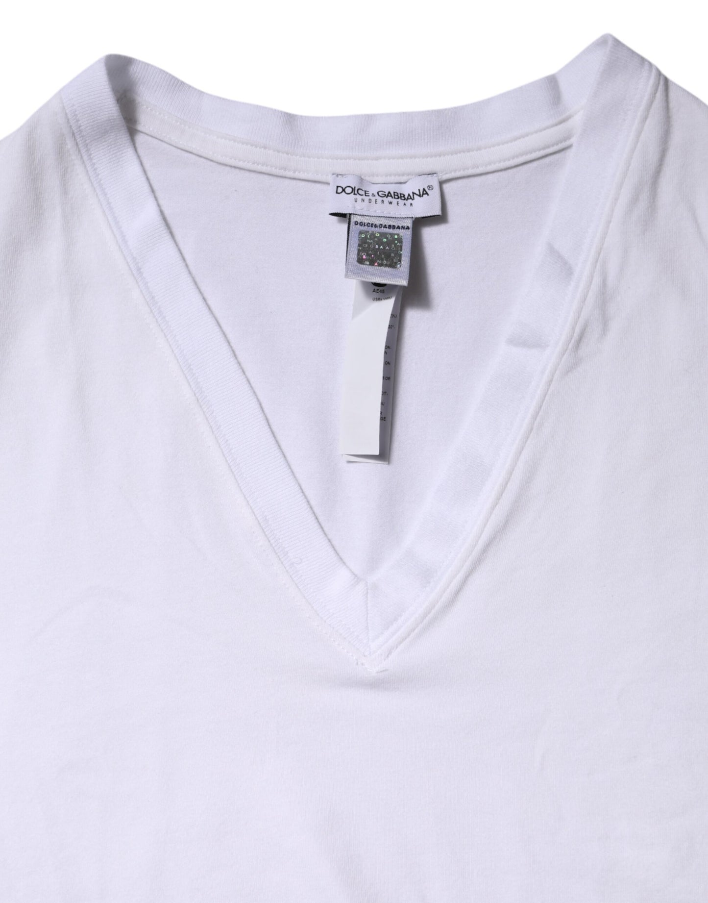 Dolce & Gabbana Vit bomulls-t-shirt med korta ärmar och v-ringning