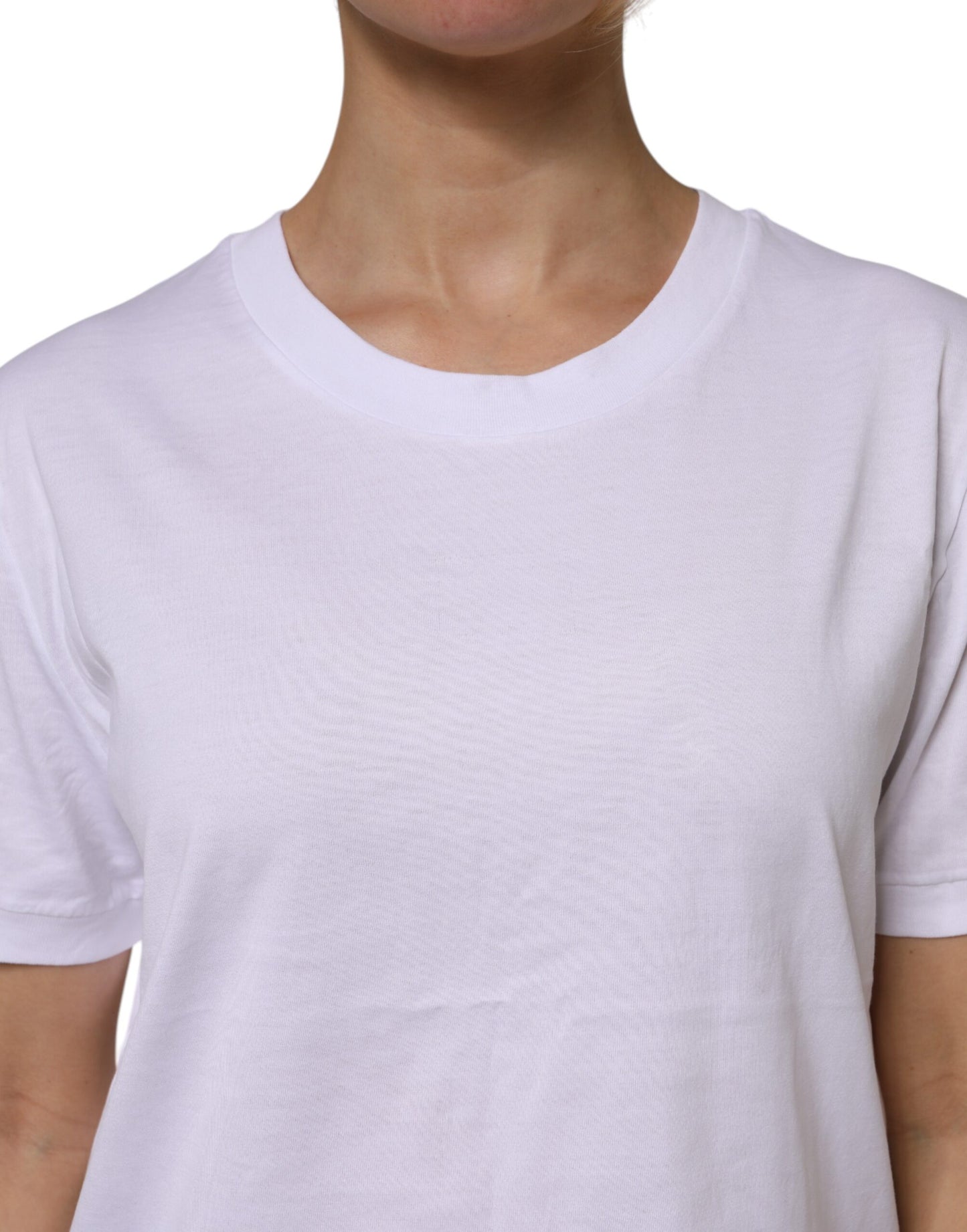 Dolce & Gabbana Hvit bomulls-T-skjorte med korte ermer og rund hals