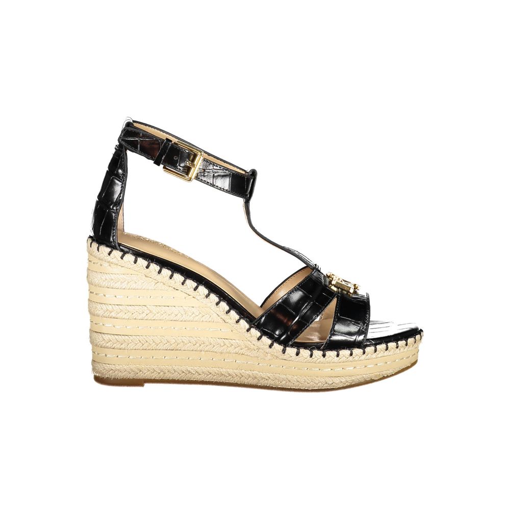 Svart polyester-sandal