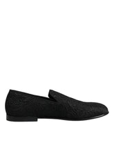 Dolce & Gabbana svarte jacquard slip-on loafers formelle sko