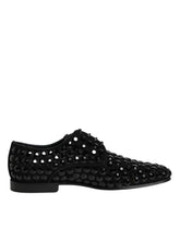 Dolce & Gabbana Svarte Semskede Strass Derby Formelle Sko