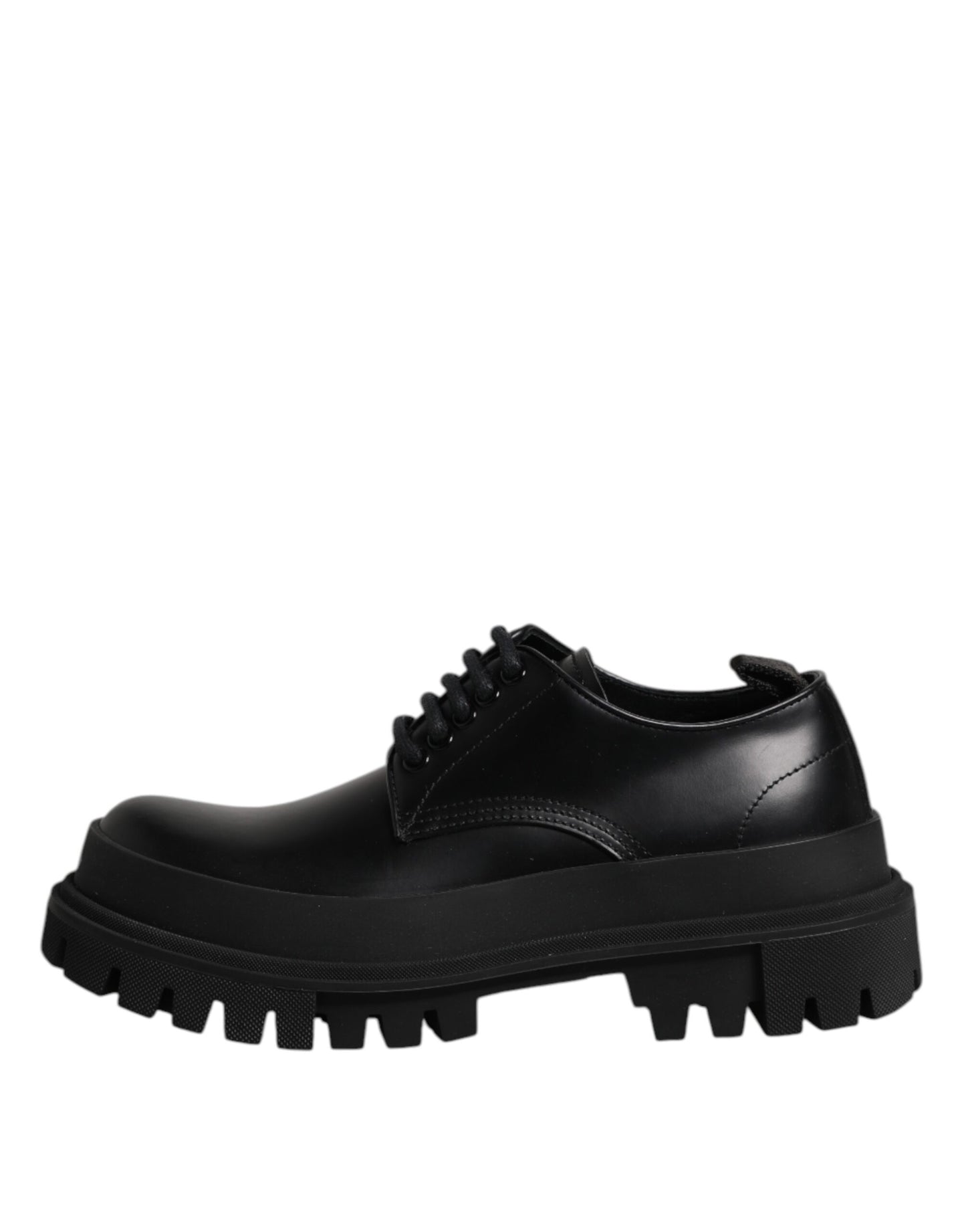 Dolce & Gabbana Black Leather Lace Up Derby Men Dress Shoes