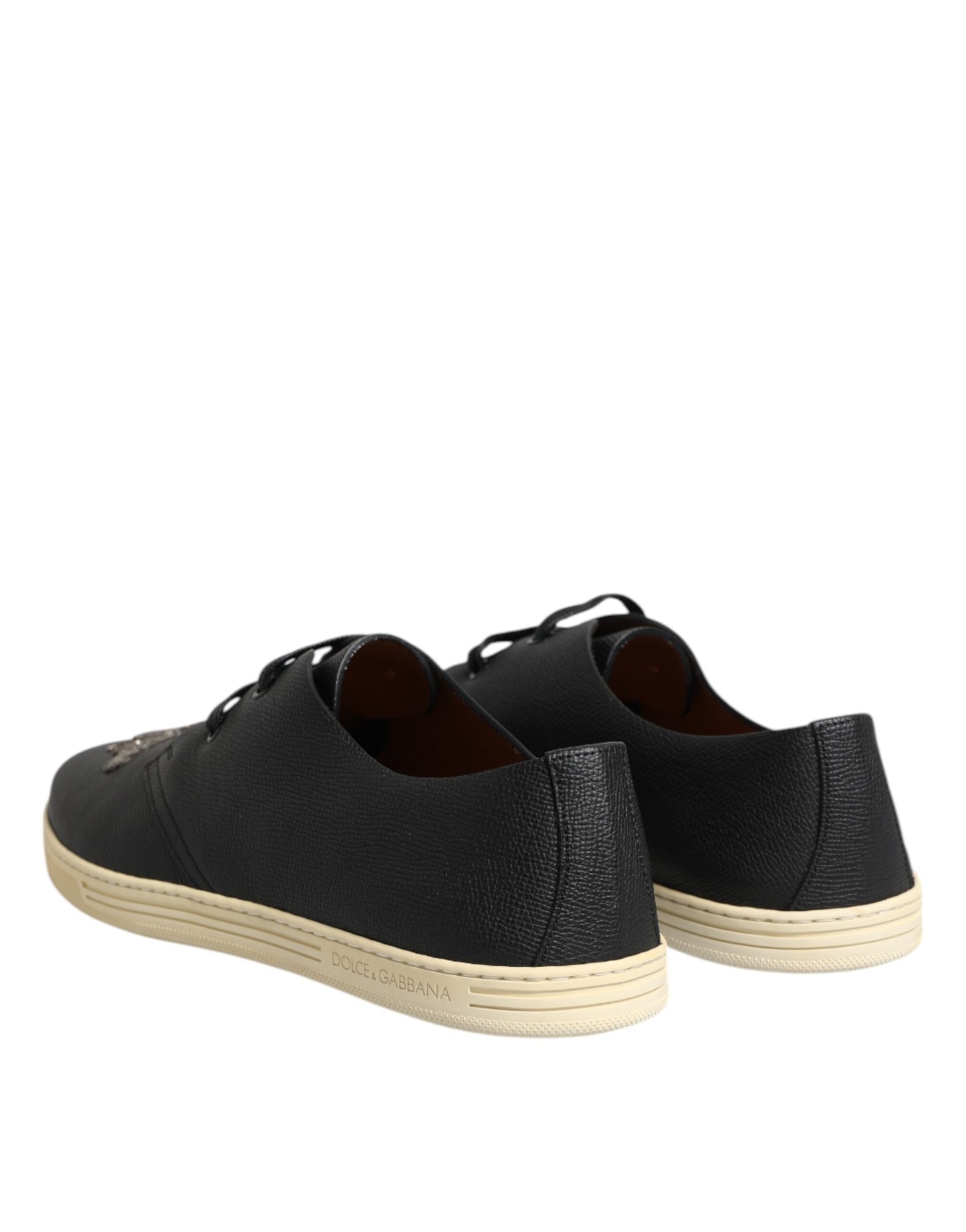 Dolce & Gabbana svarta läder Bee Crown låga sneakers