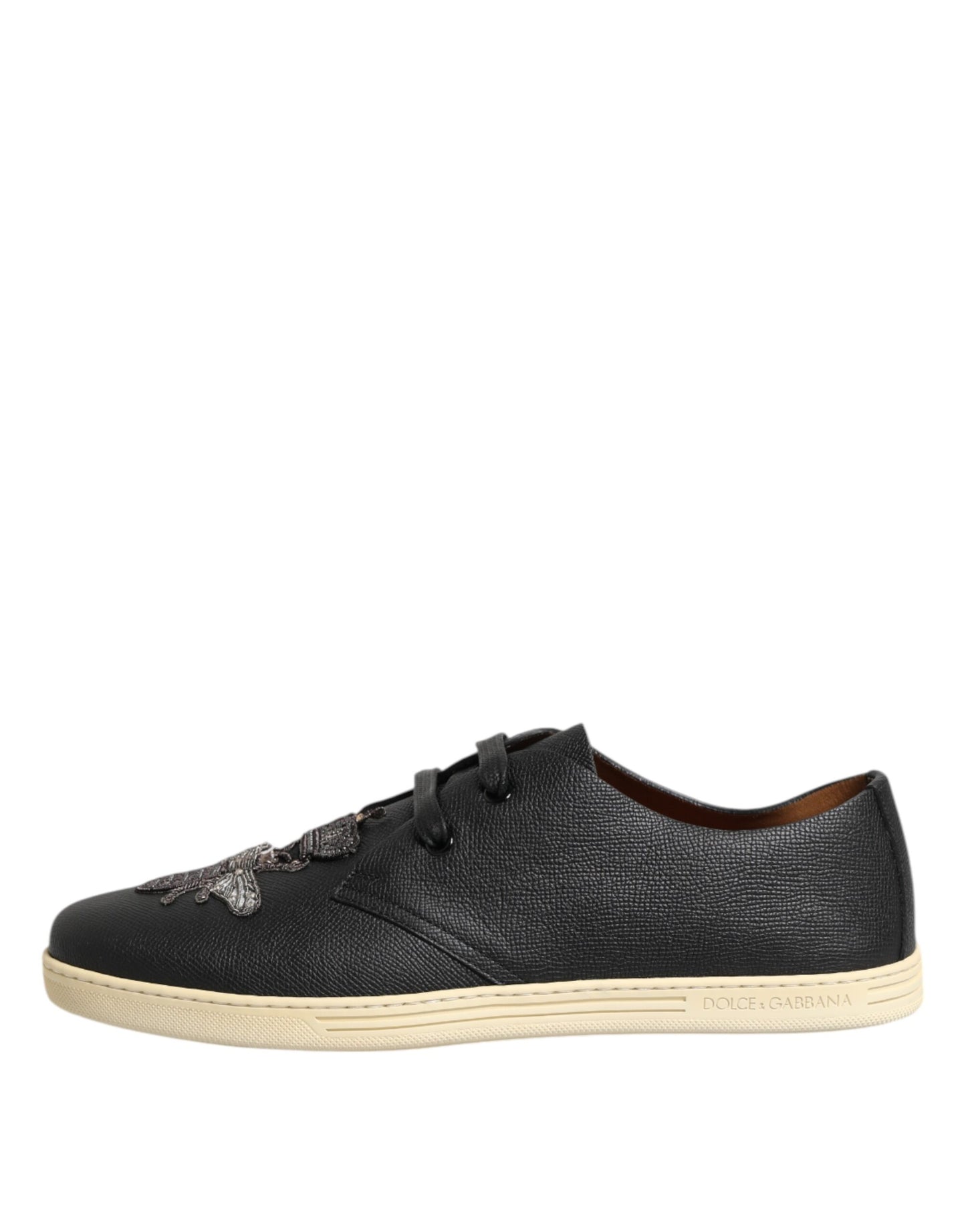 Dolce & Gabbana svarta läder Bee Crown låga sneakers