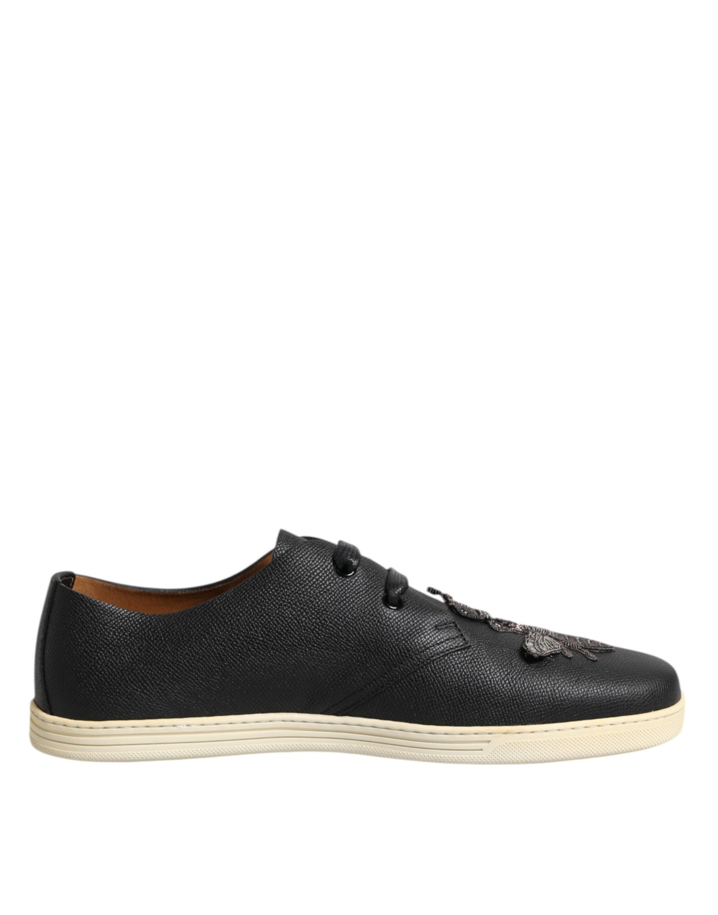 Dolce & Gabbana svarta läder Bee Crown låga sneakers