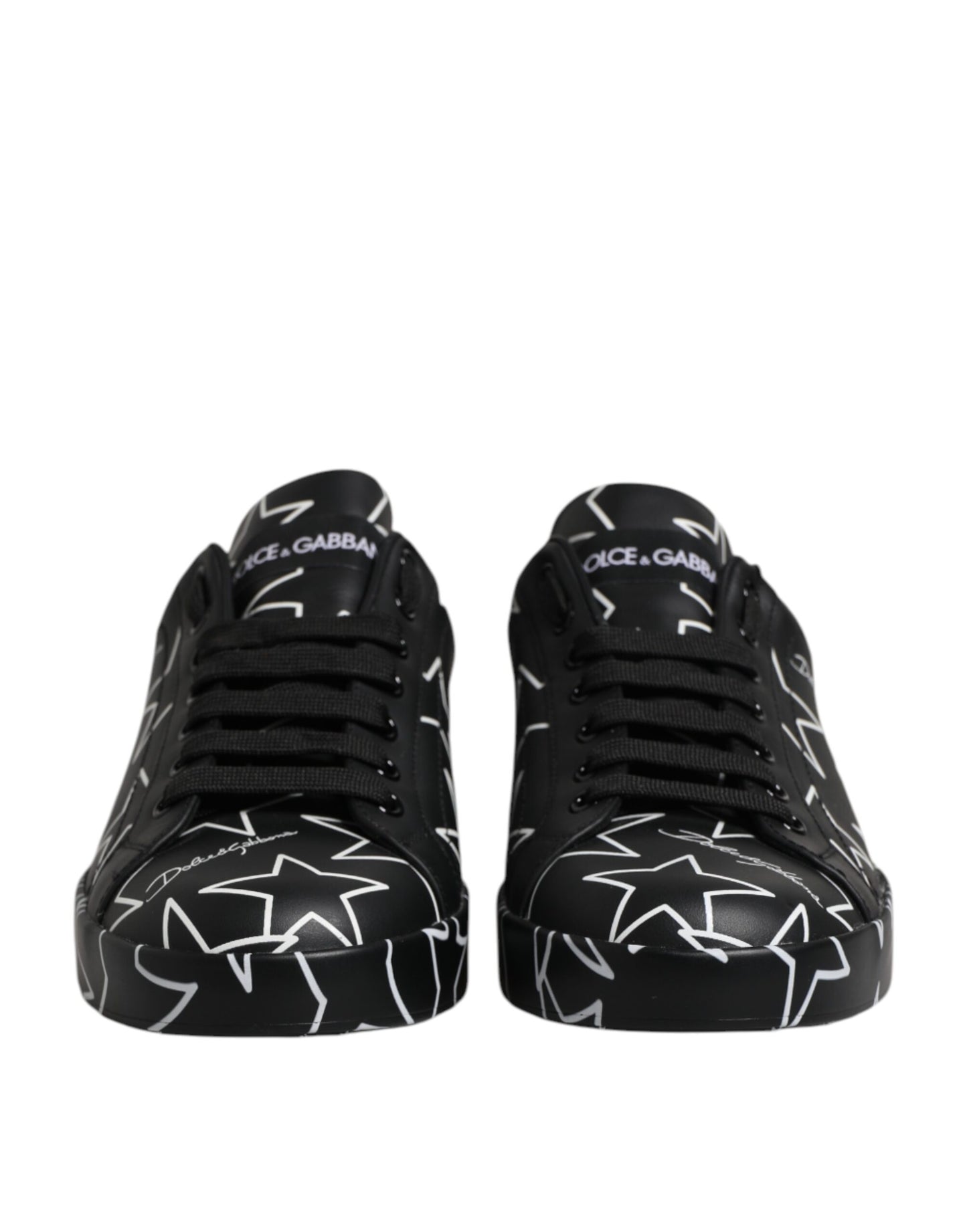 Dolce & Gabbana Svarta Vita Stjärnor Låga Herr Sneakers Skor