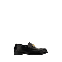 Versace Black Calf Leather Bos Taurus Slip-On Loafers