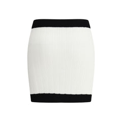 Balmain White Viscose Mini Skirt
