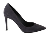 Dolce & Gabbana Gray Suede Leather Stiletto Shoes Heels