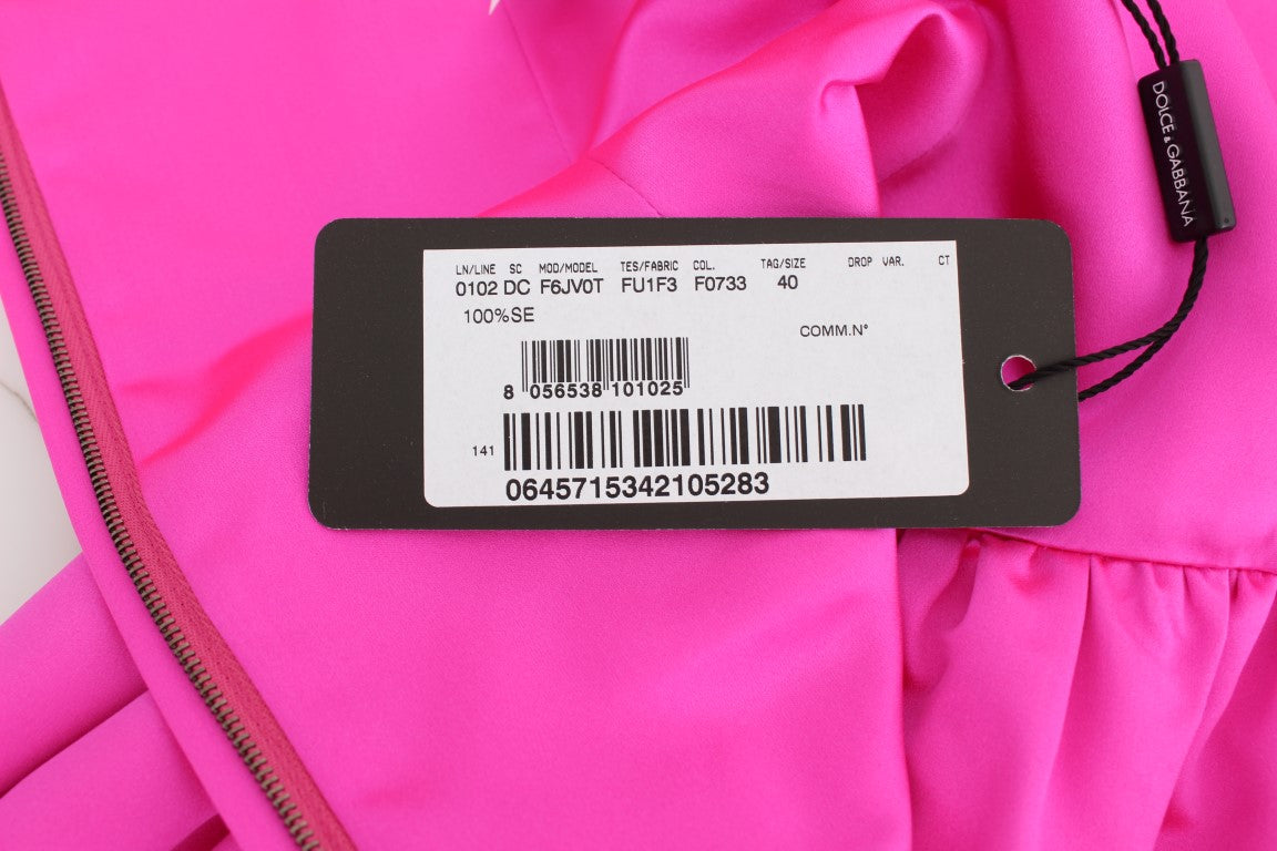 Dolce & Gabbana Rosa Sidenklänning med Lång Slida och Balklänning