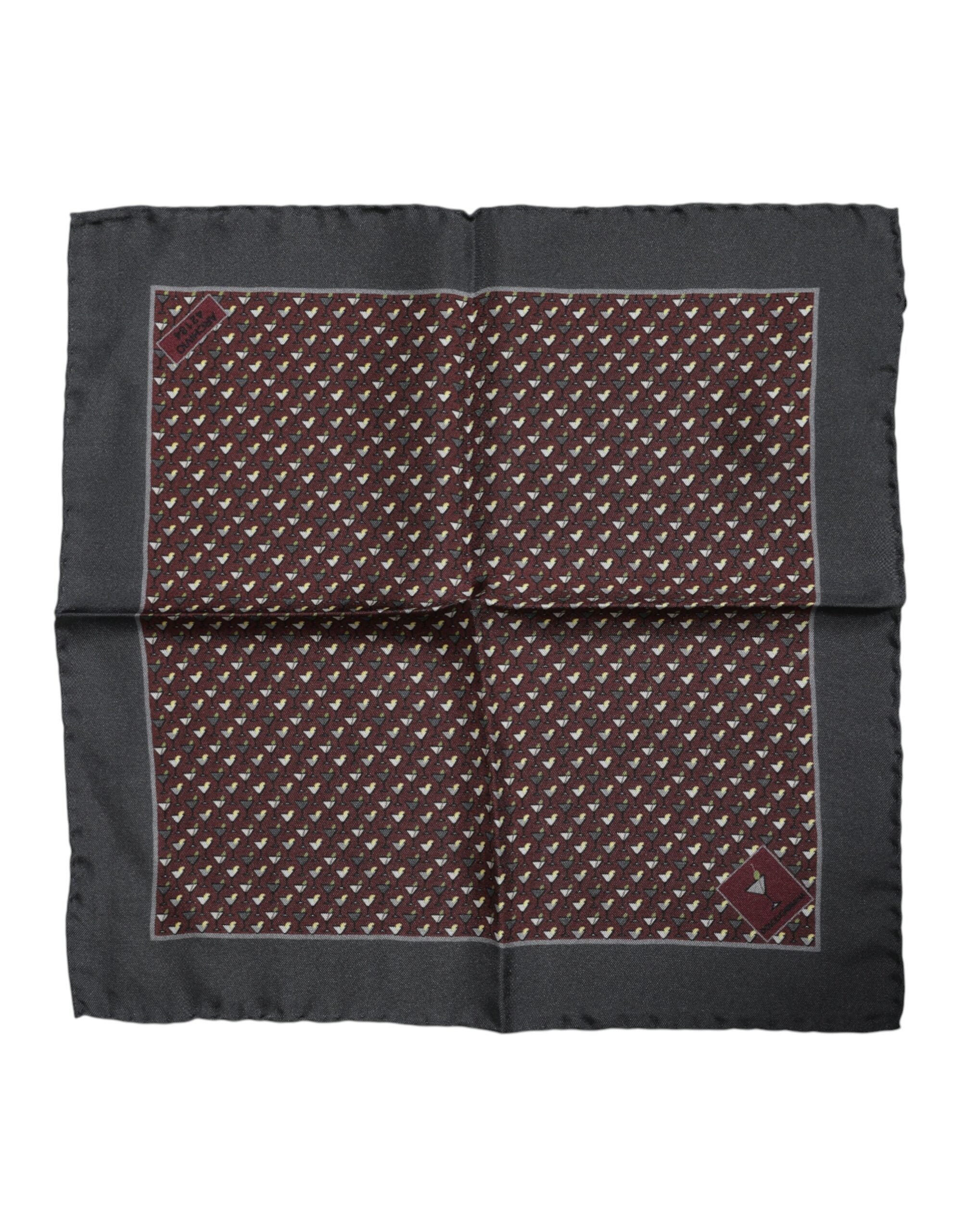 Rödbrun Cocktail Sidensjalett Fyrkantig Foulard