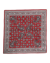 Dolce & Gabbana Red Floral Cotton Square Foulard Scarf