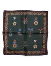 Dolce & Gabbana Green Medals Silk Square Foulard Scarf