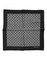 Dolce & Gabbana Black White Patterned Square Foulard Scarf