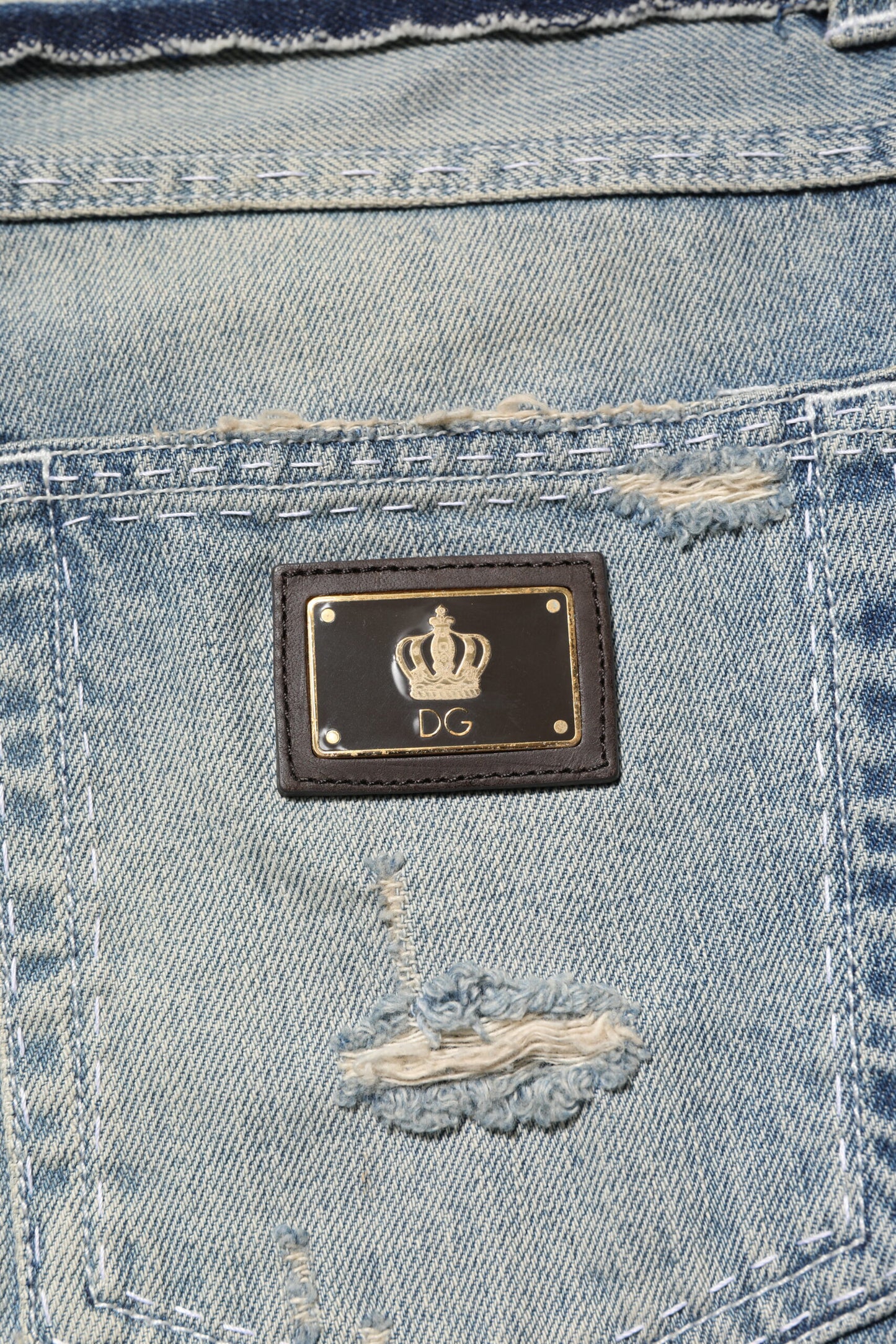 Dolce & Gabbana Ljusblå Raka Jeans Med Slitna Sliter För Herr
