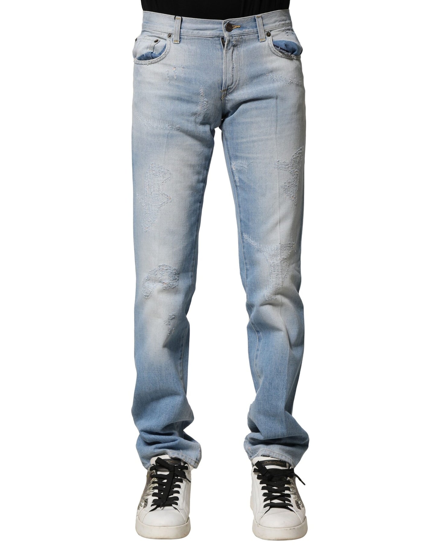 Dolce & Gabbana ljusblå tvättade raka jeans