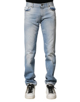 Dolce & Gabbana Lyseblå Vasket Rett Passform Denim Jeans