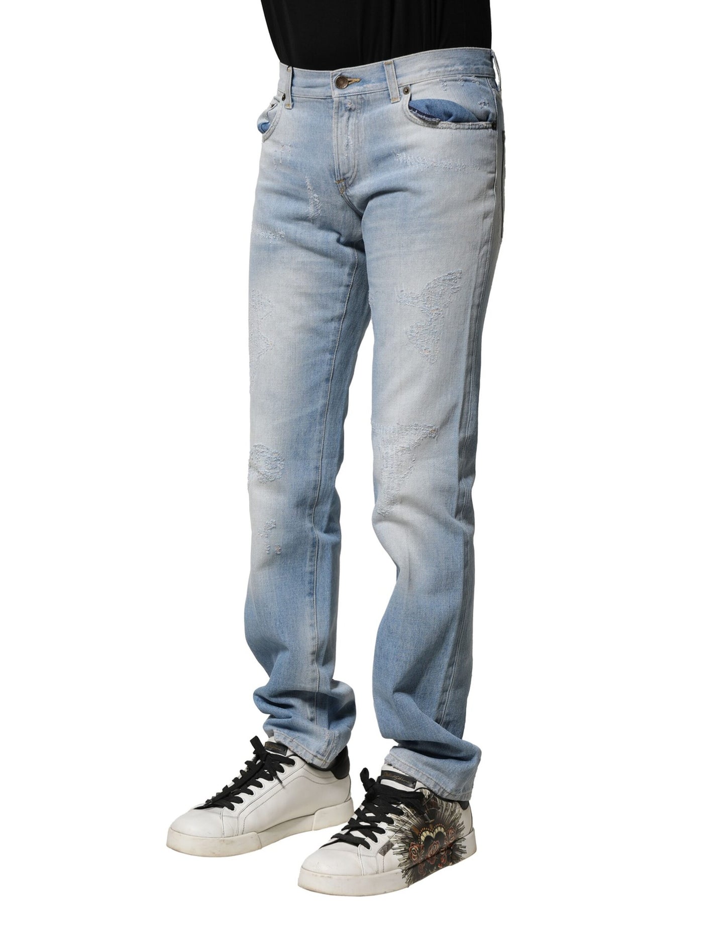 Dolce & Gabbana ljusblå tvättade raka jeans