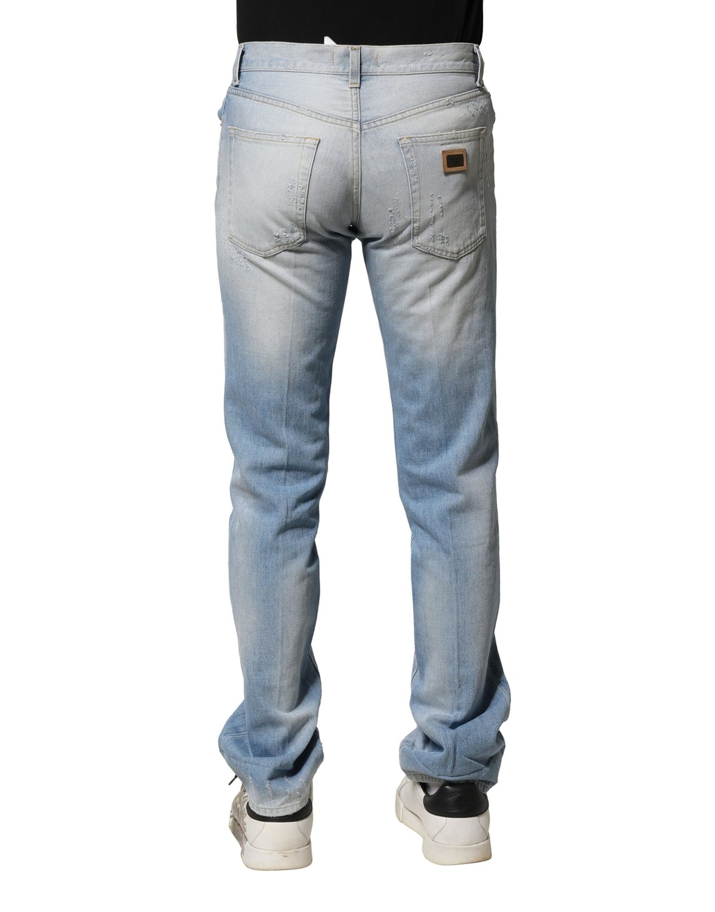 Dolce & Gabbana ljusblå tvättade raka jeans