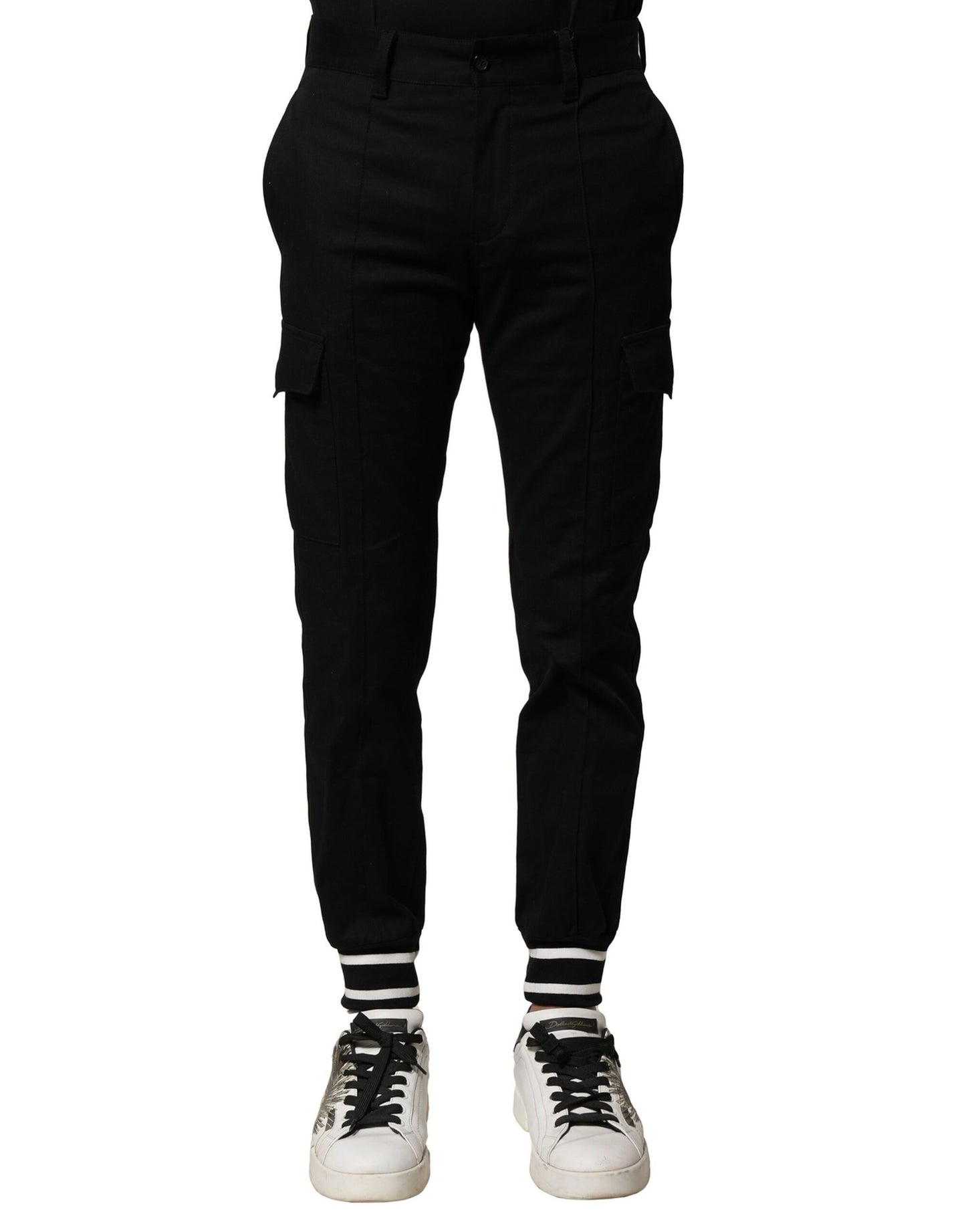 Dolce & Gabbana Svarta Bomull Cargo Joggers Herrbyxor