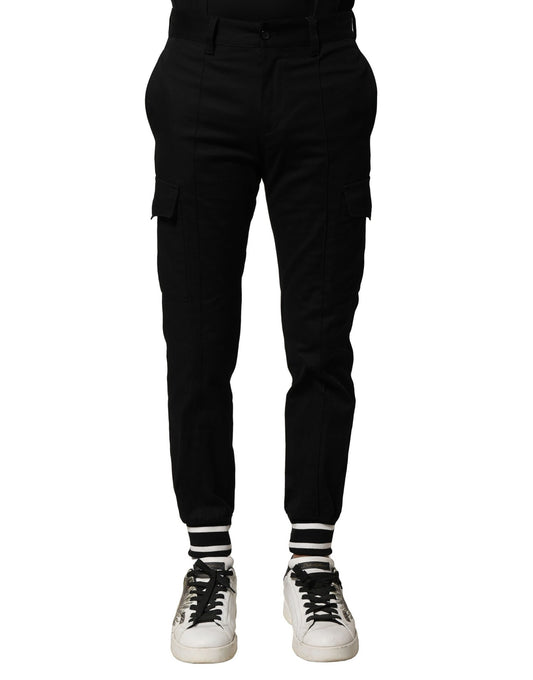 Dolce & Gabbana Svarta Bomull Cargo Joggers Herrbyxor
