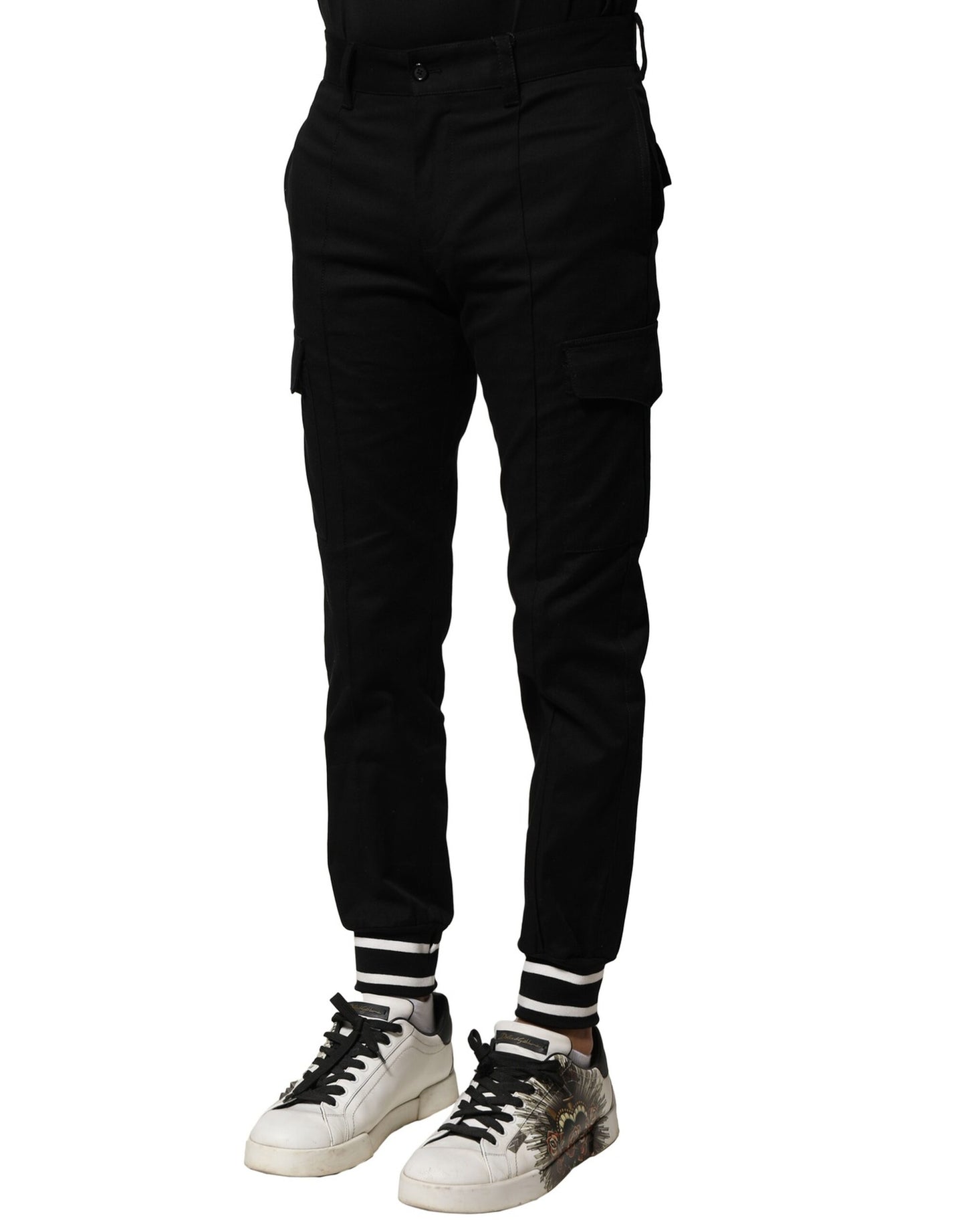Dolce & Gabbana Svarta Bomull Cargo Joggers Herrbyxor