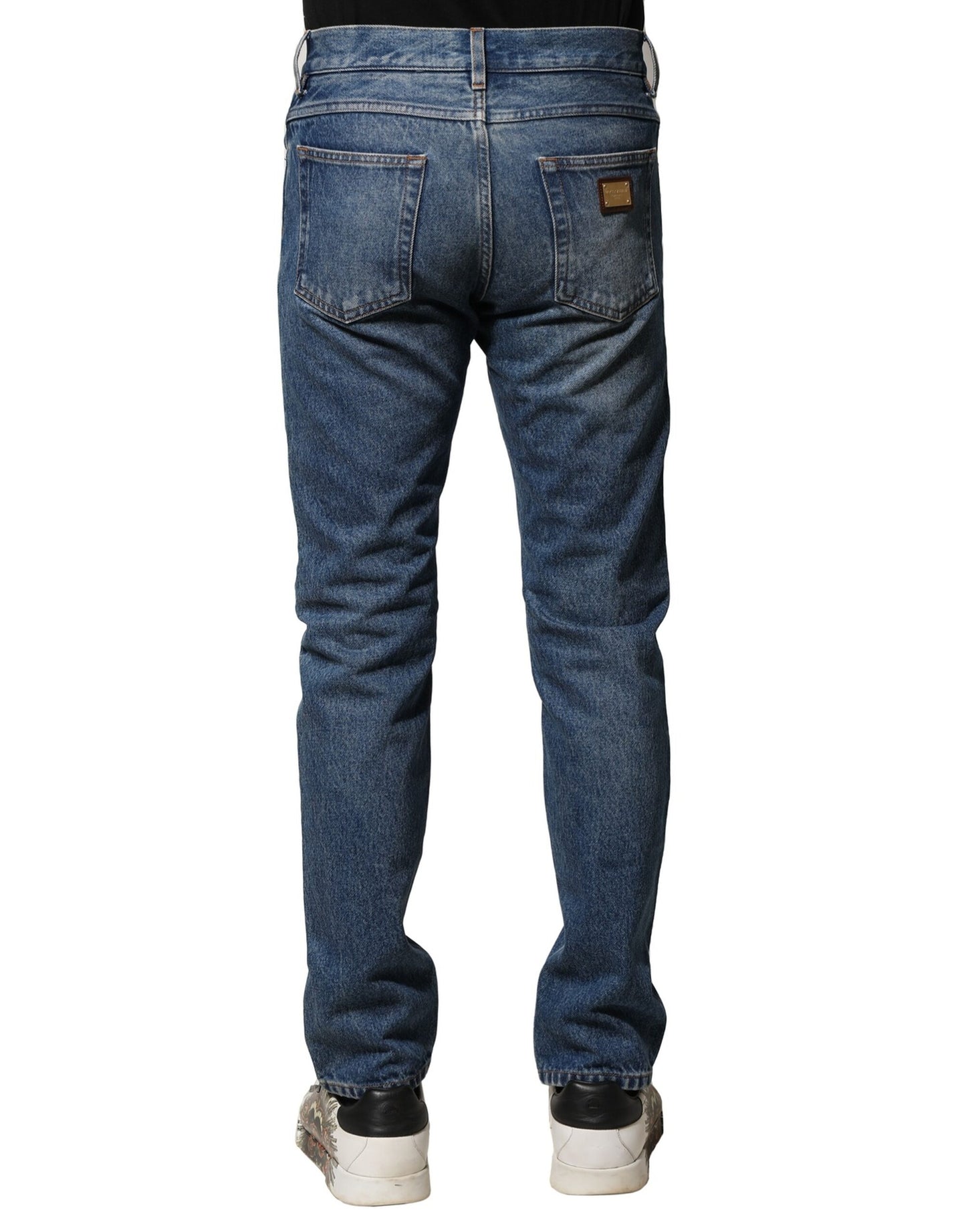 Dolce & Gabbana Blå Bomullsstretch Slim Fit Herrjeans