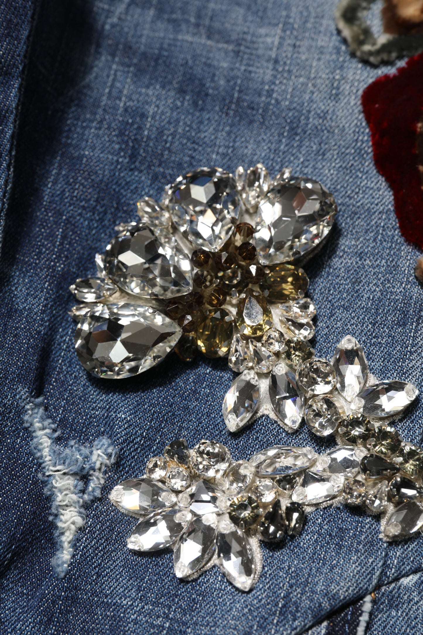 Dolce & Gabbana Blå Bomulls Strassutsmyckade Denim Jeans