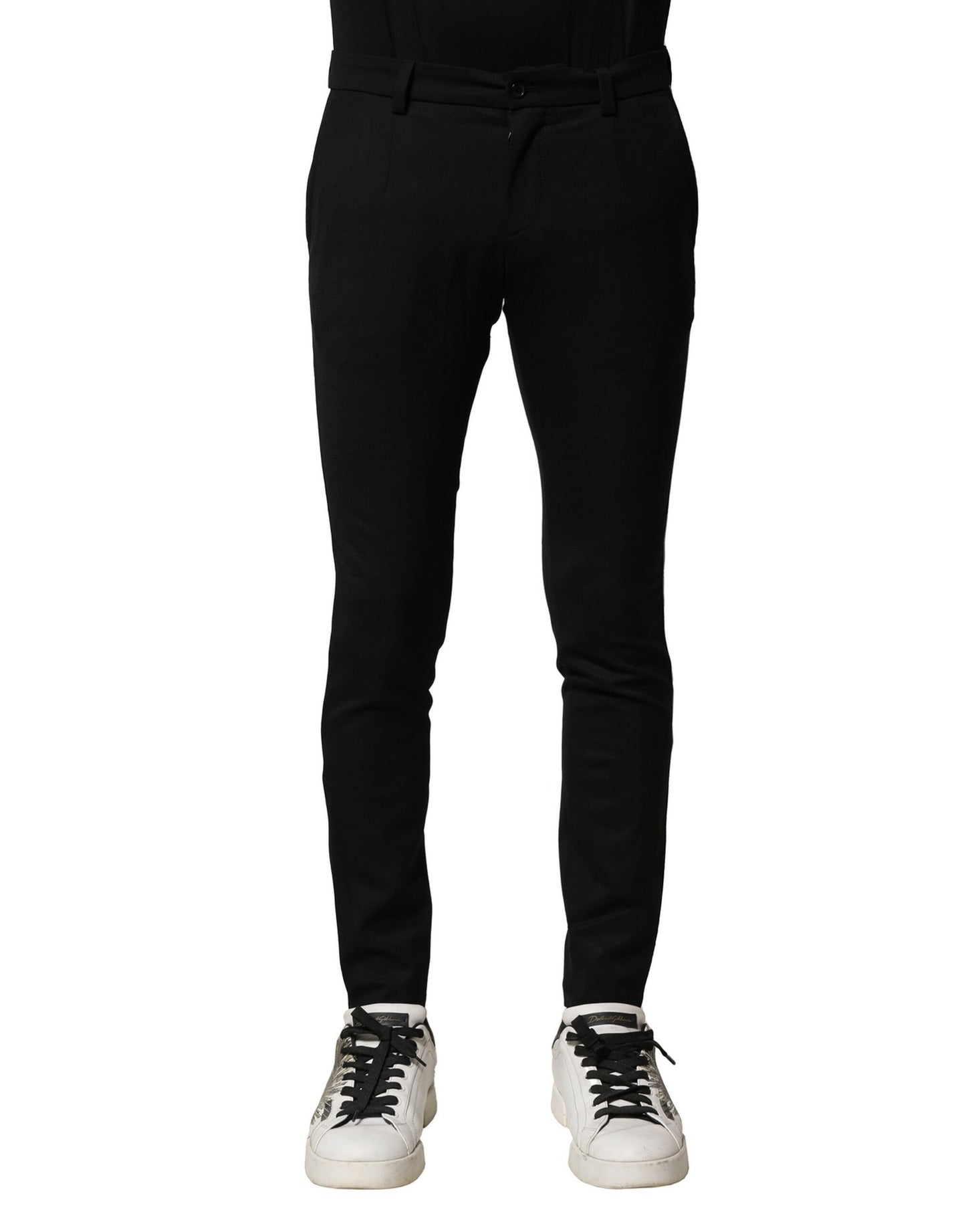 Dolce & Gabbana svarte ullbukser for menn med medium midje