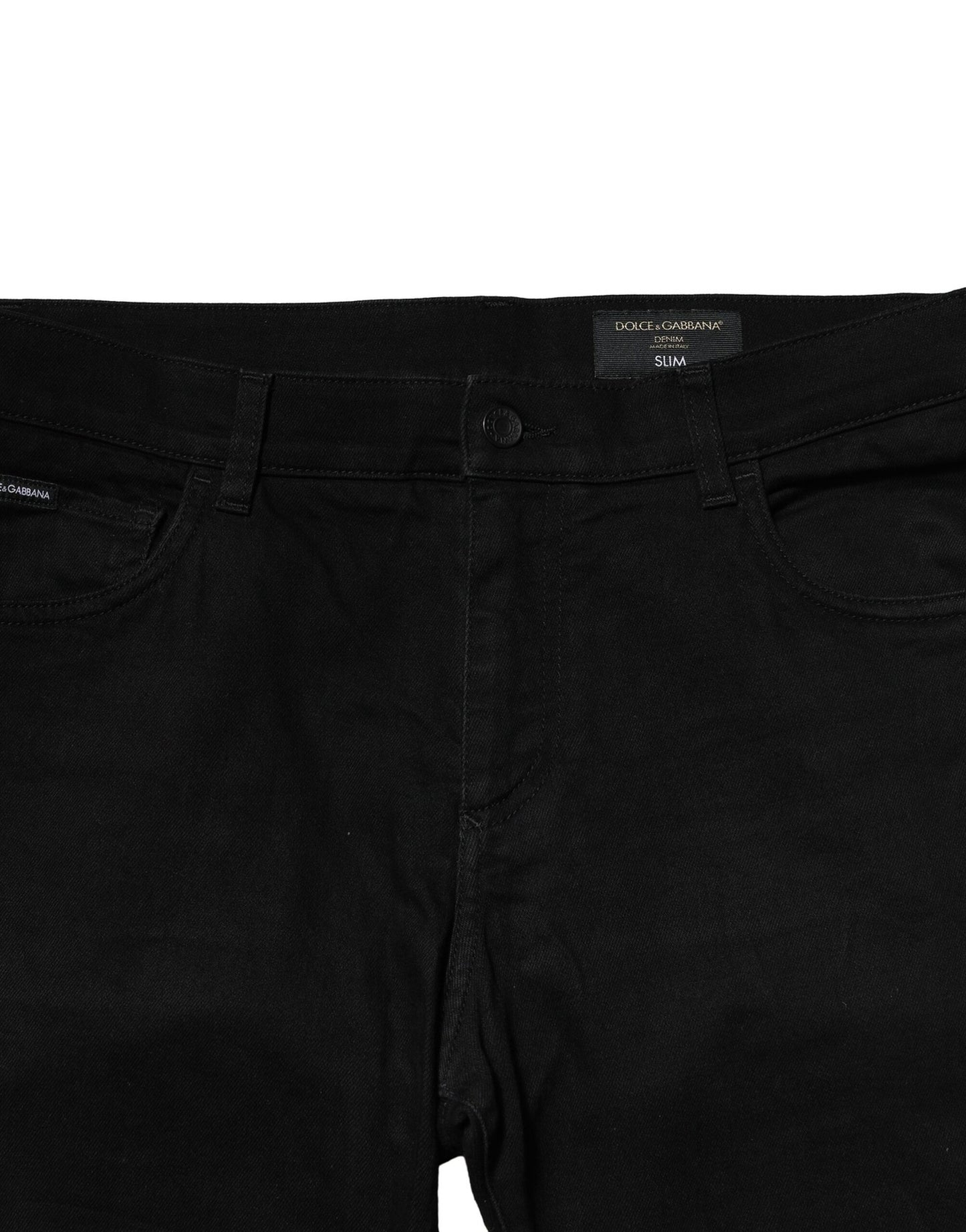 Dolce & Gabbana Svarta Bomullsslitna Slim Fit Herrjeans