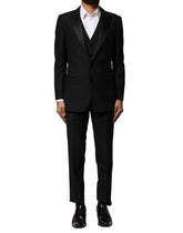 Dolce & Gabbana Black Wool 3 Piece Single Breasted Suit