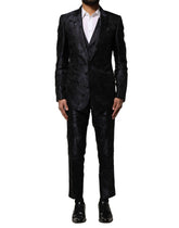 Dolce & Gabbana Black Jacquard 3 Piece Single Breasted Suit