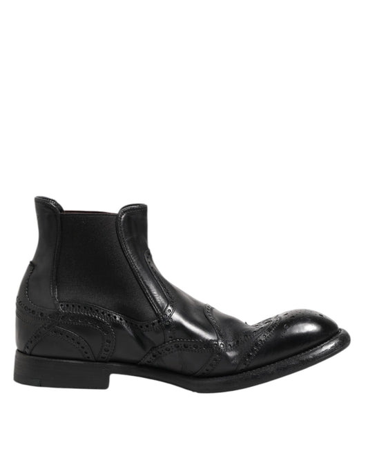 Dolce & Gabbana svarte ankelstøvletter i skinn slip-on-sko