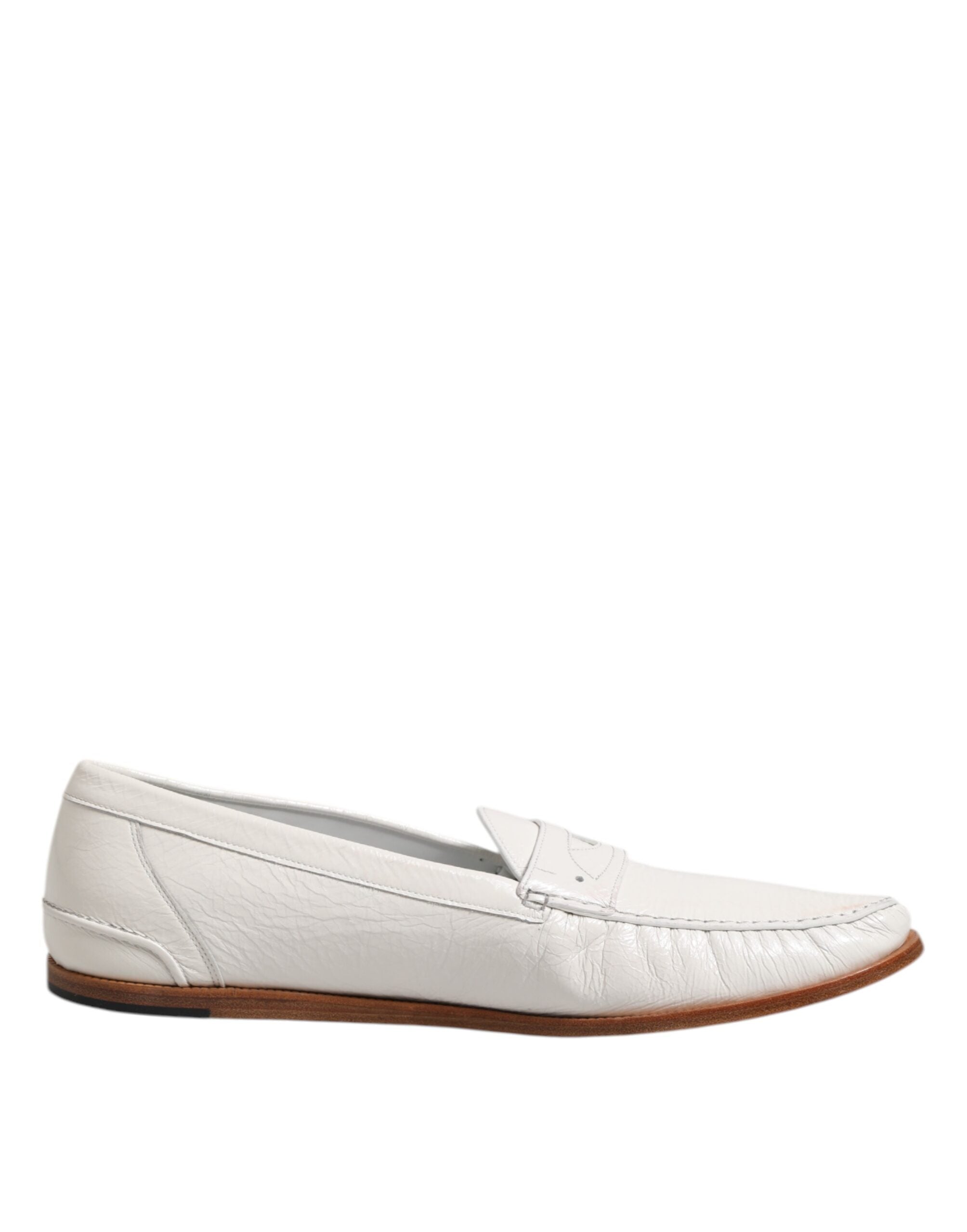 Vita läderloafers mockasiner slip-on skor