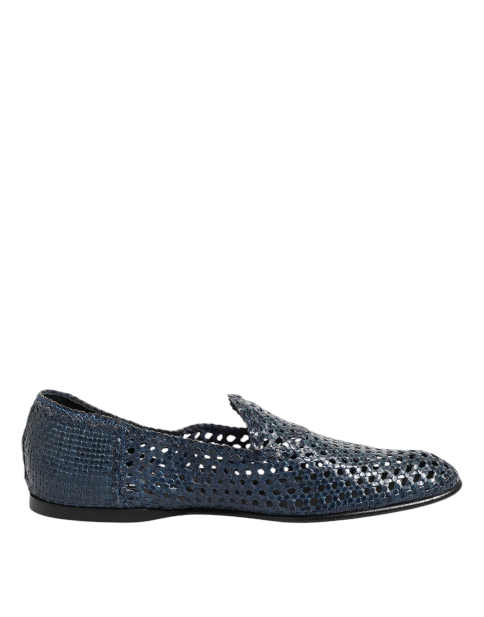 Blå vävda läder slip-on loafers