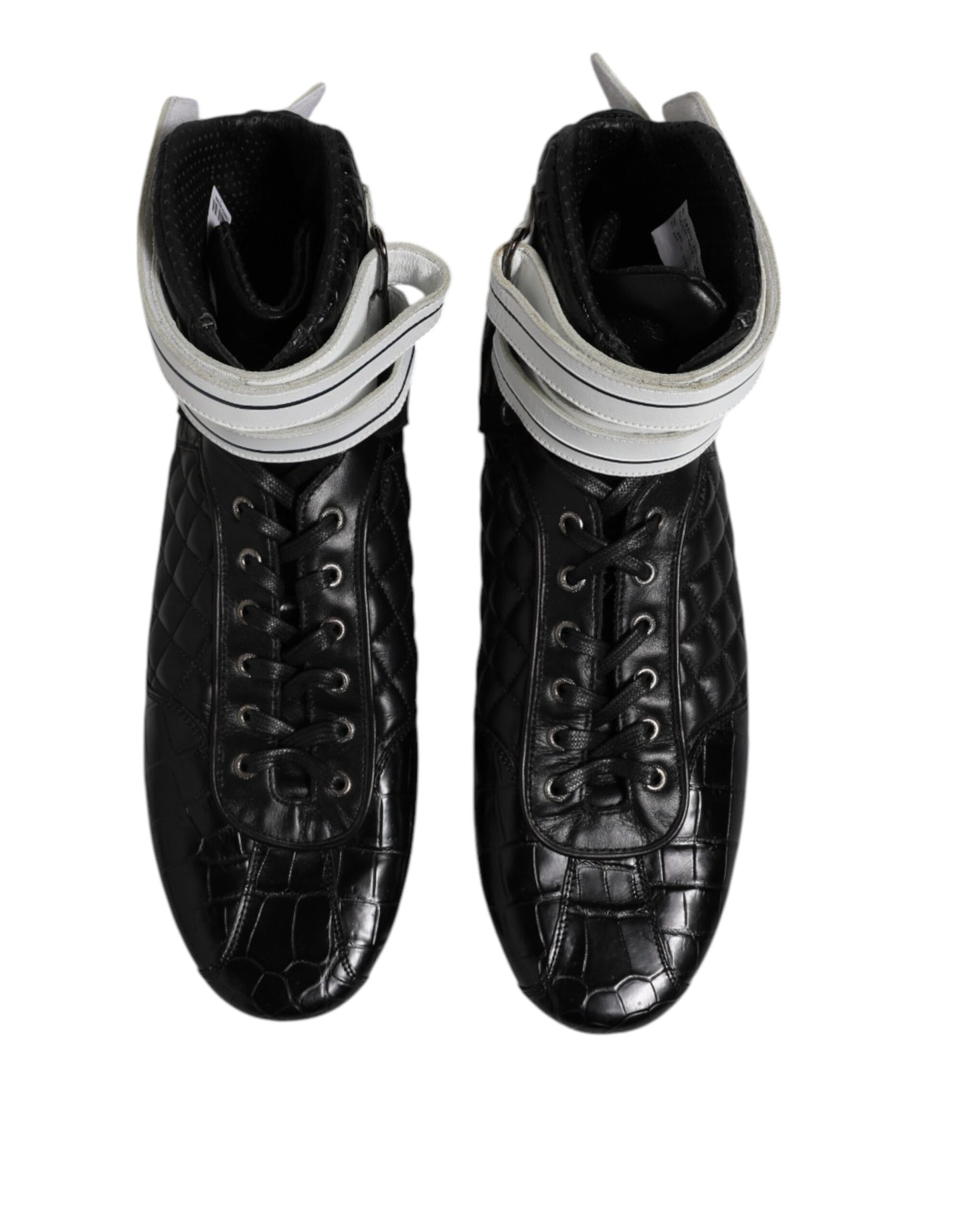 Dolce & Gabbana svarte vatterte joggesko med snøring i skinn