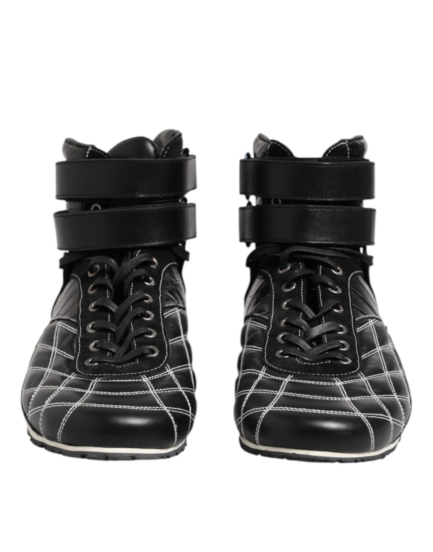 Dolce & Gabbana svarta quiltade lädersneakers med snörning