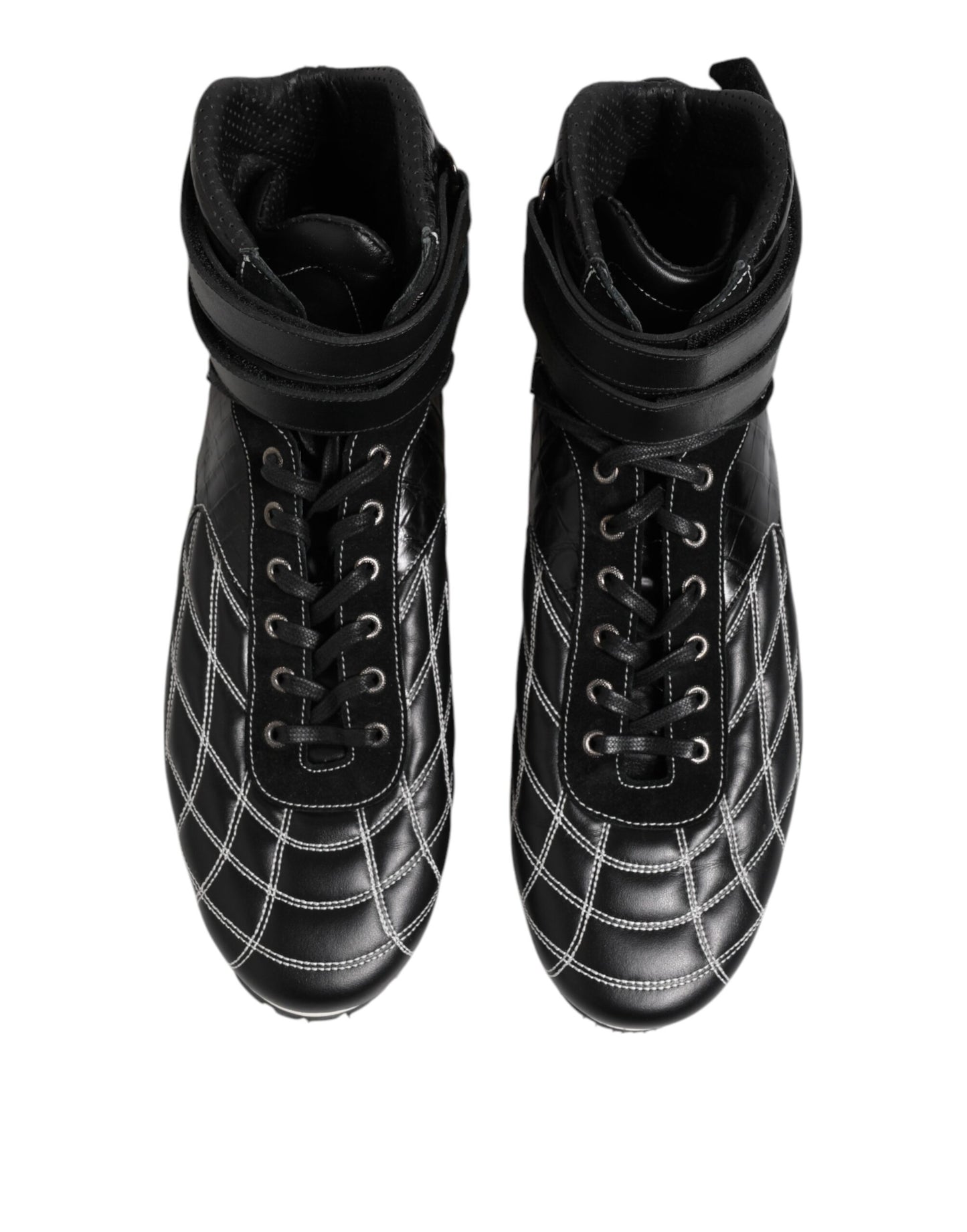 Dolce & Gabbana svarta quiltade lädersneakers med snörning