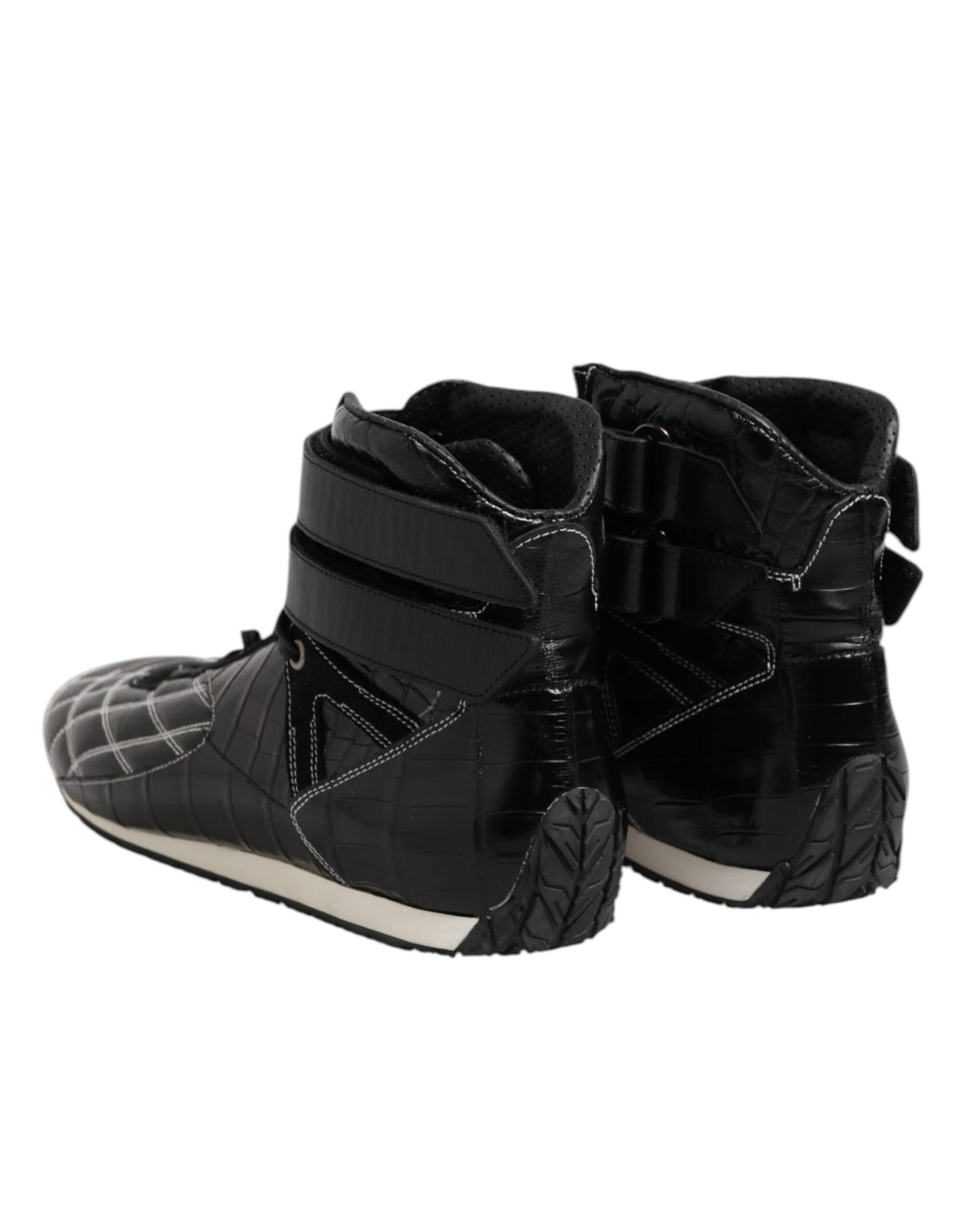 Dolce & Gabbana svarta quiltade lädersneakers med snörning