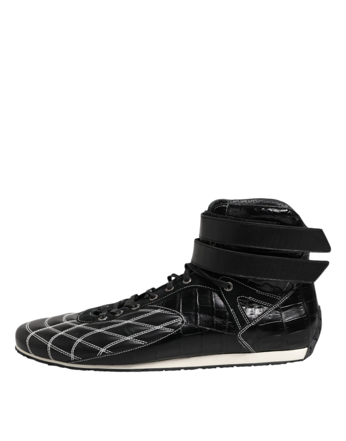 Dolce & Gabbana svarta quiltade lädersneakers med snörning