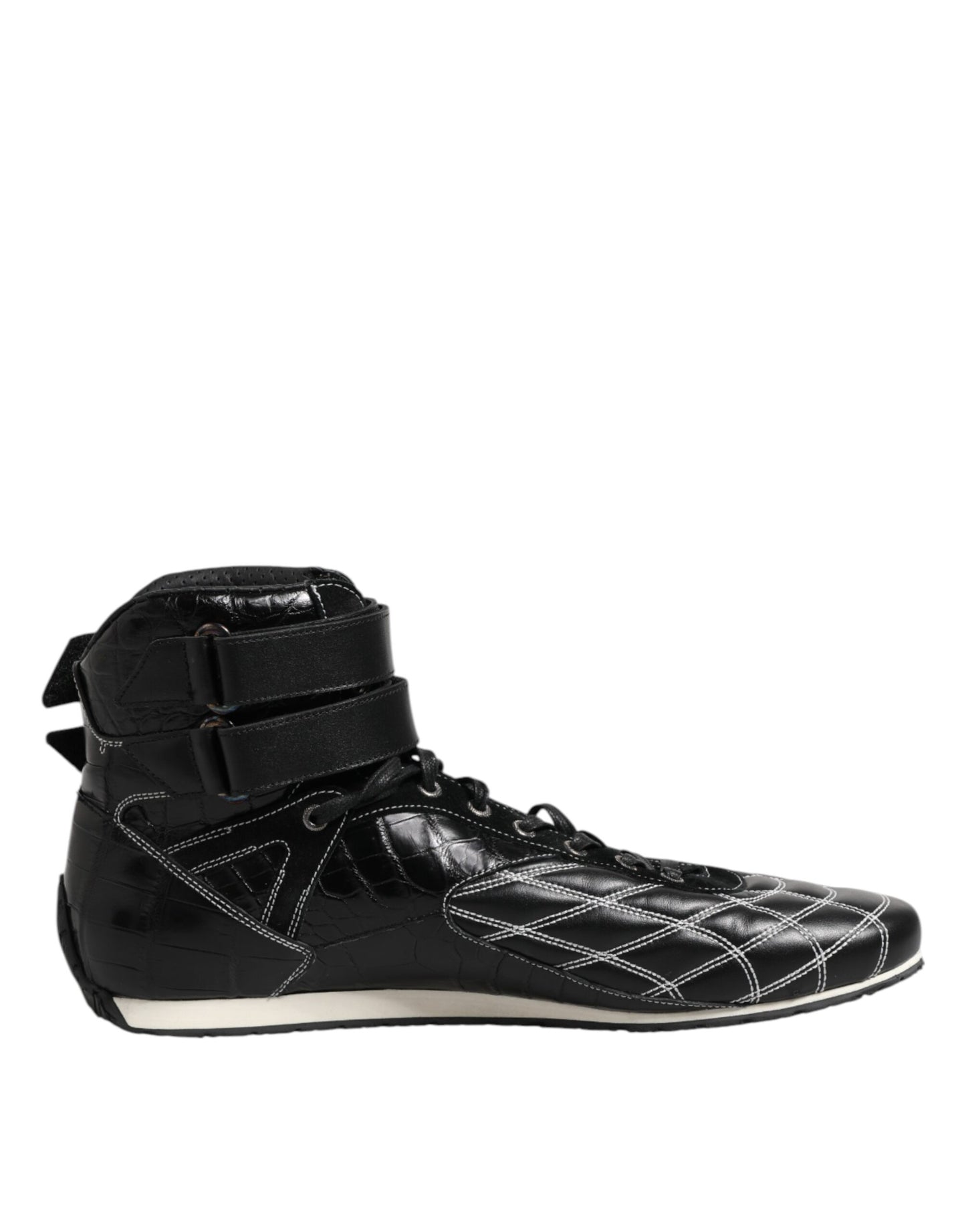 Dolce & Gabbana svarta quiltade lädersneakers med snörning