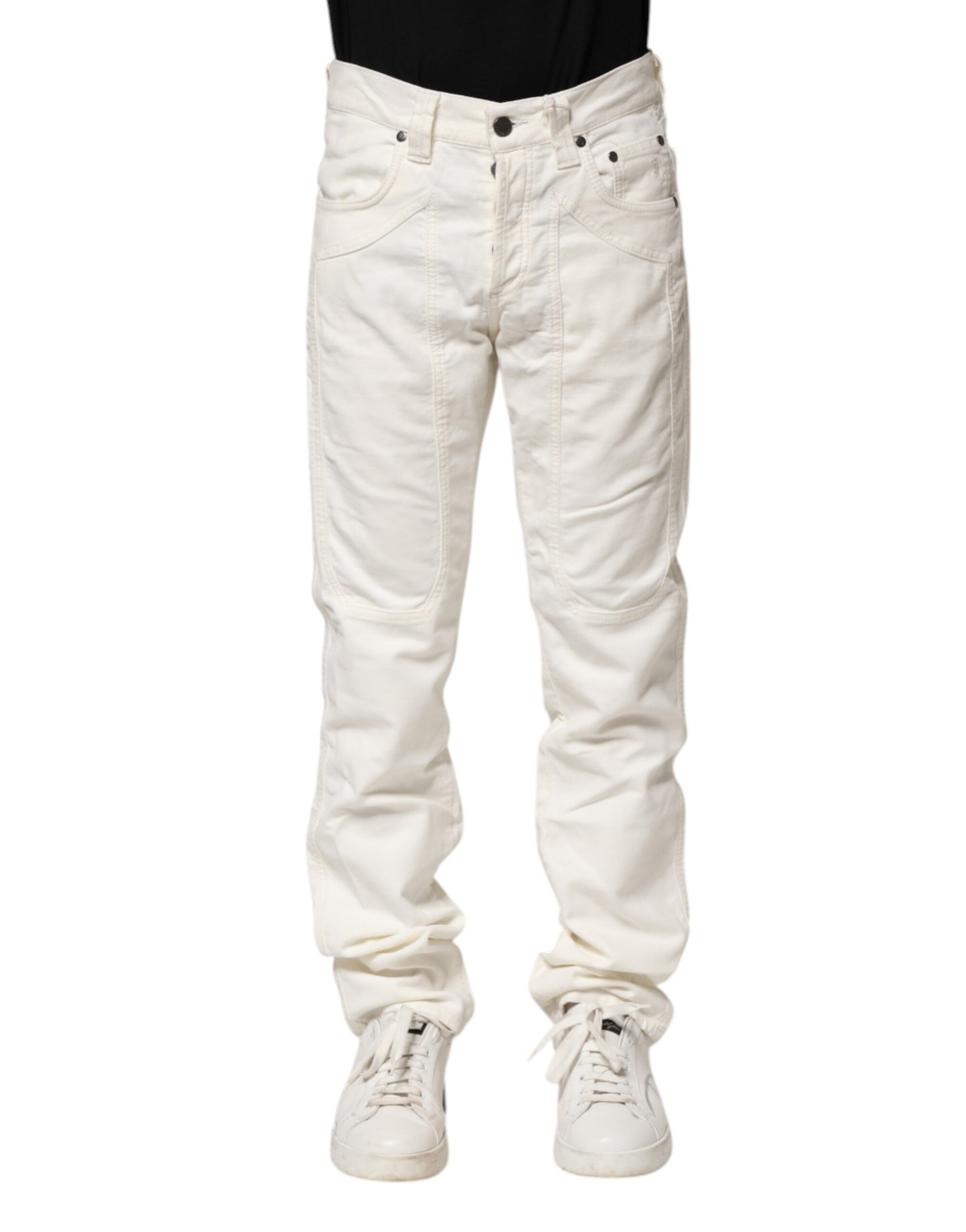 Jeckerson Vita Bomullsstretchiga Raka Herrjeans