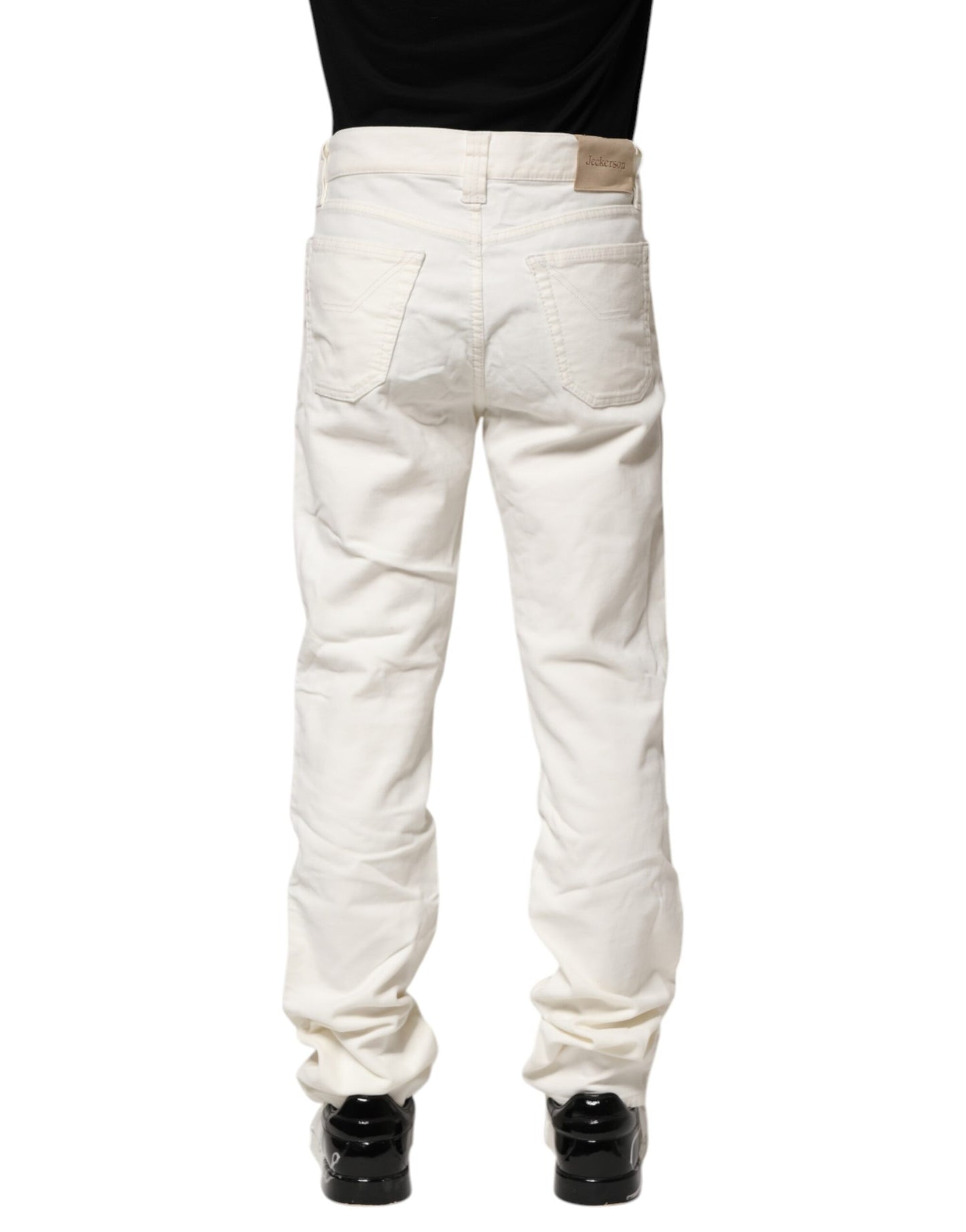 Jeckerson Vita Bomullsstretchiga Raka Herrjeans
