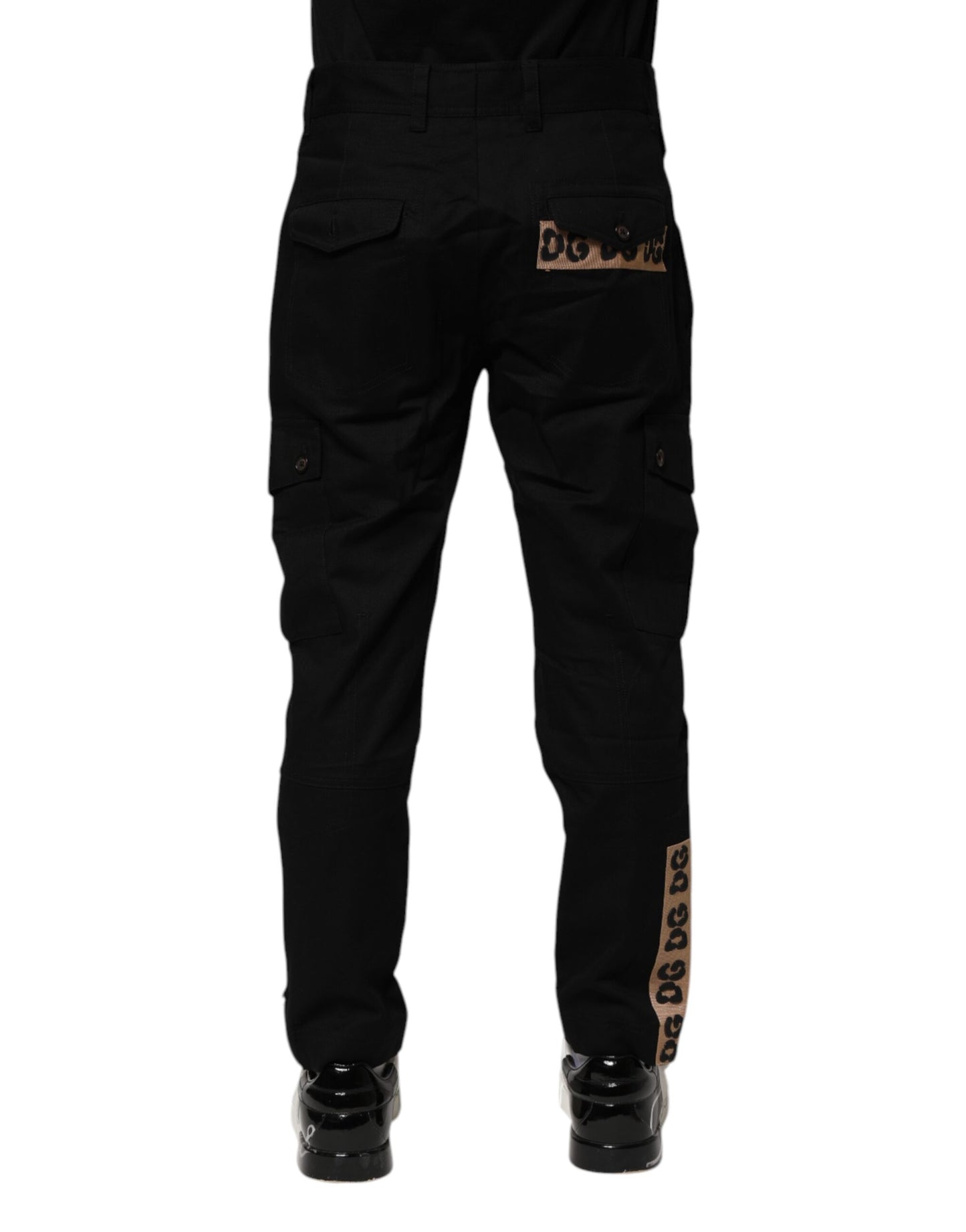 Dolce & Gabbana svarta bomullsbyxor med cargokrage