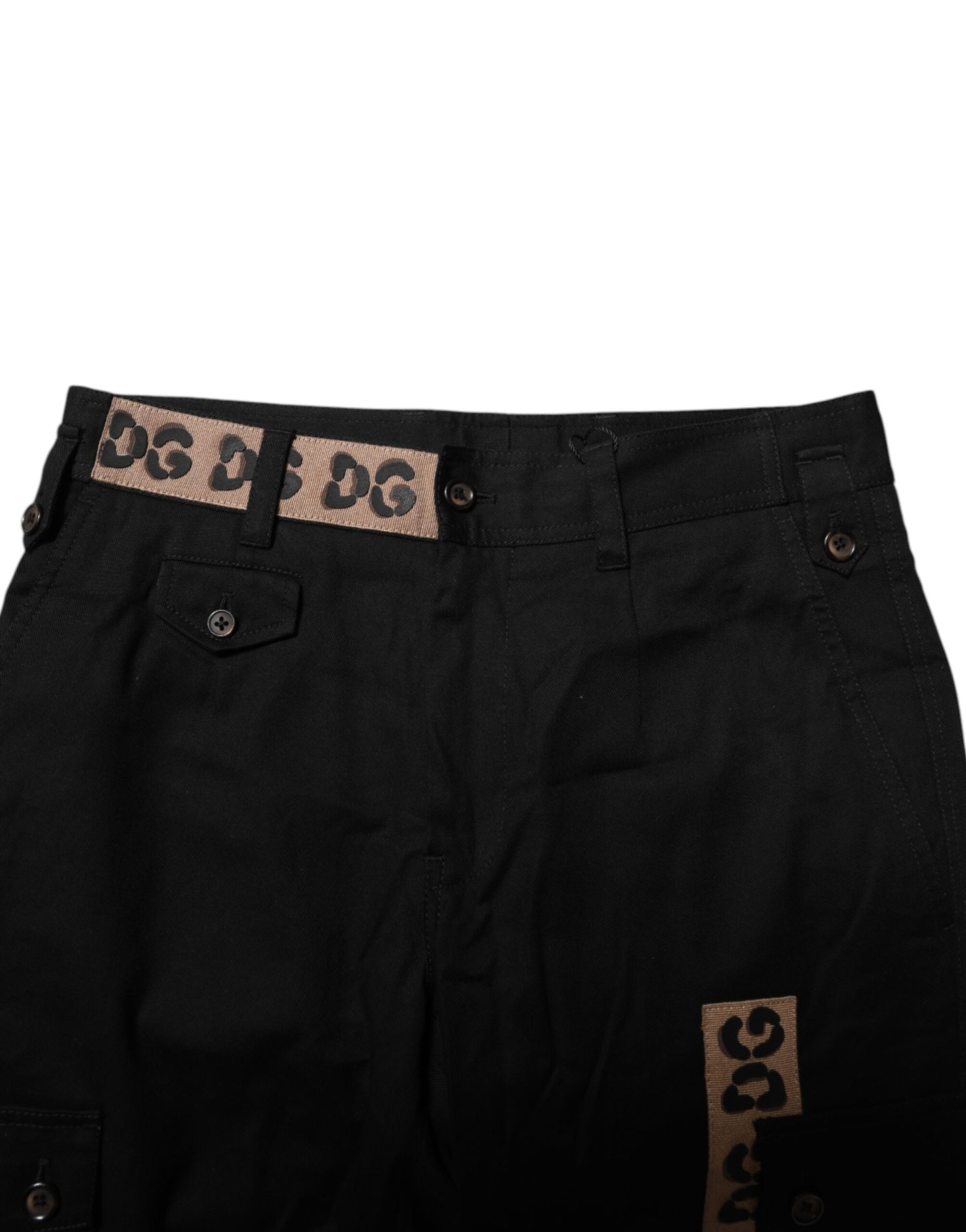 Dolce & Gabbana svarta bomullsbyxor med cargokrage