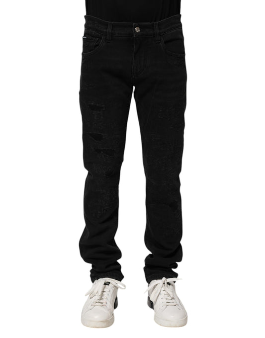 Dolce & Gabbana svarte bomulls skinny herrejeans