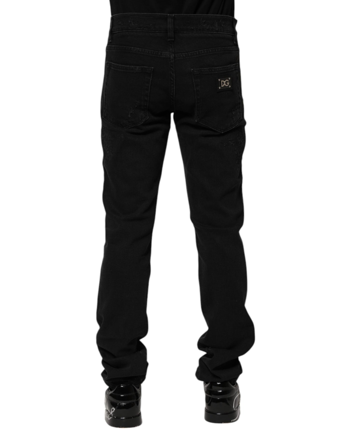 Dolce & Gabbana Svarta Bomulls Skinny Herrjeans